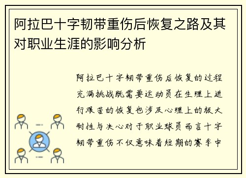 阿拉巴十字韧带重伤后恢复之路及其对职业生涯的影响分析